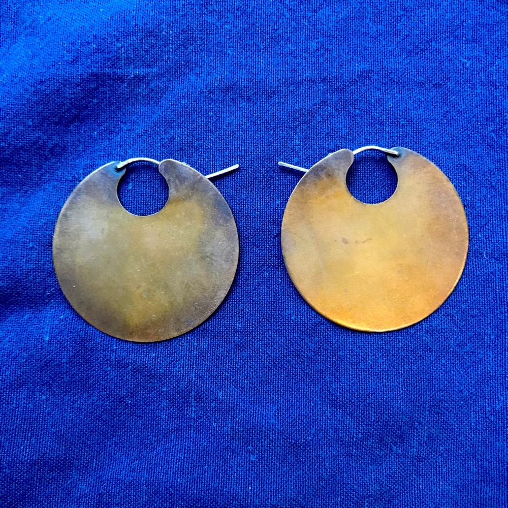 Brass Disc Earrings Hand Made